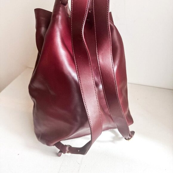 Alberta Di Canio Leather Burgundy Wine Medium Backpack - Picture 4 of 8